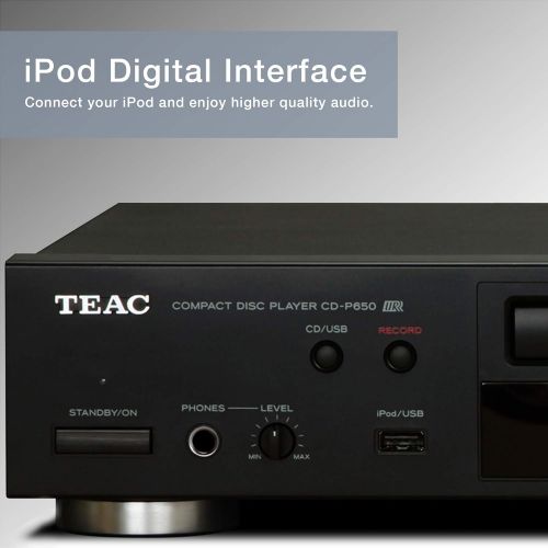  TEAC CD-P650 Home Audio CD Player with USB and iPod Digital Interface - Black