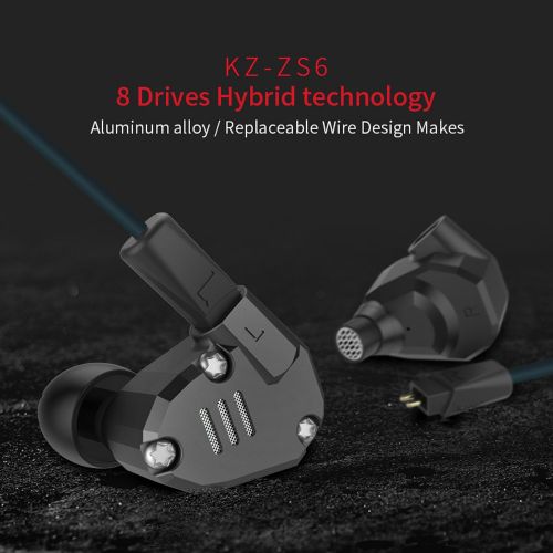  Teai KZ ZS6 2DD+2BA Bluetooth Wireless Earphones HIFI Monitor DJ Hybrid Detach Earphones Noise Canceling Sport Headset with MIC