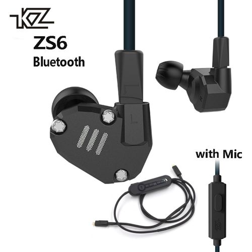  Teai KZ ZS6 2DD+2BA Bluetooth Wireless Earphones HIFI Monitor DJ Hybrid Detach Earphones Noise Canceling Sport Headset with MIC