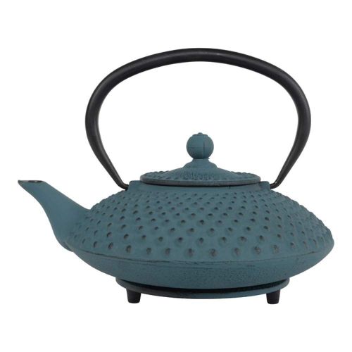  Tealoev 1.25 Litre Cast Iron Tea Pot - Large Tea Maker with Stainless Steel Strainer Insert - Fully Enamelled Interior - For Perfect Infusion - Japanese Style Texture