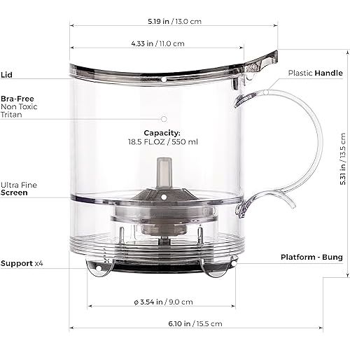  Tealyra - leafTEA MAKER - 18.5-ounce - Loose Tea Teapot With Removable Infuser - Best Tea Maker For Perfect Cup of Leaf Tea - Bottom Dispensing - Dripping Free Guarantee - 550ml