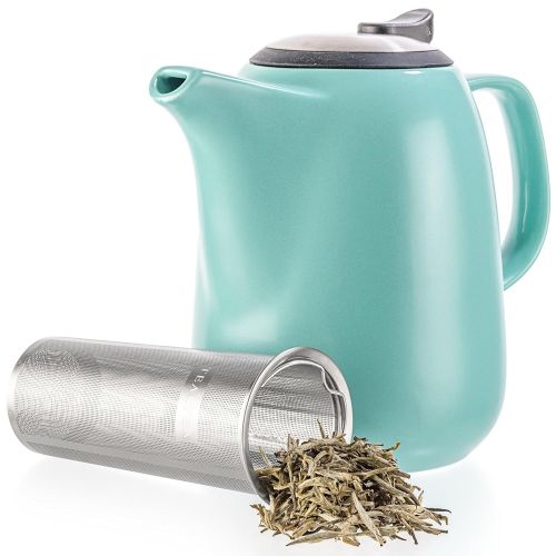 Tealyra - Daze Ceramic Large Teapot Turquoise - 47-ounce (6-7 cups) - With Stainless Steel Lid Extra-Fine Infuser for Loose Leaf Tea - 1400ml