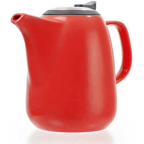  Tealyra - Daze Ceramic Large Teapot Red - 47-ounce (6-7 cups) - With Stainless Steel Lid Extra-Fine Infuser for Loose Leaf Tea - 1400ml