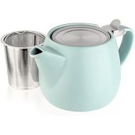 Tealyra - Pluto Porcelain Small Teapot Turquoise - 18.2-ounce (1-2 cups) - Matte Finish - Stainless Steel Lid and Extra-Fine Infuser To Brew Loose Leaf Tea - 540ml