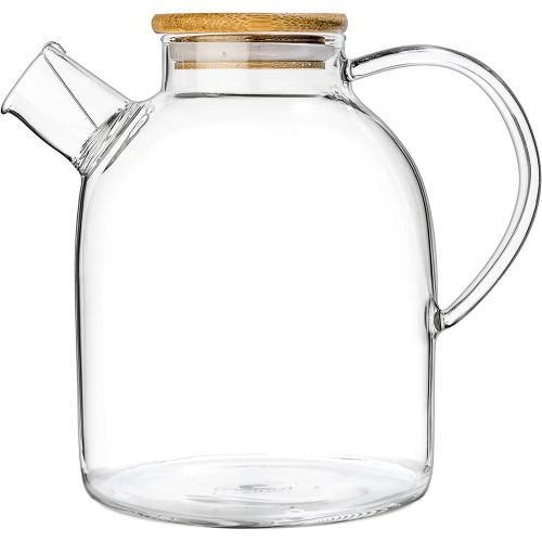  [아마존베스트]Tealyra - Glass Teapot - Stove-top Kettle 60-ounce - Heat Resistant Borosilicate - Pitcher - Carafe - No-Dripping - For Tea Juice Water - Hot or Iced - 1800ml