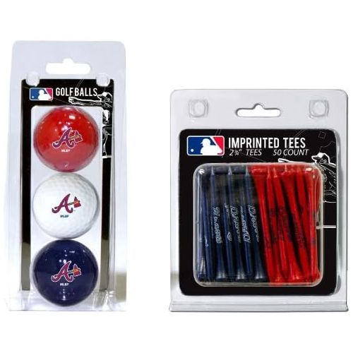  Team Golf MLB Logo Imprinted Golf Balls (3 Count) & 2-3/4 Regulation Golf Tees (50 Count), Multi Colored