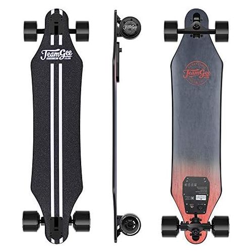  Teemgee H5 37 Electric Skateboard, 22 MPH Top Speed, 760W Dual Motor, 11 Miles Range, 14.5 Lbs, 10 Layers Maple Longboard with Wireless Remote Control