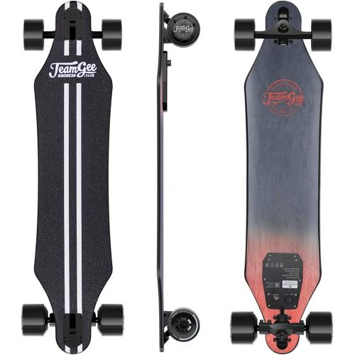  Teemgee H5 37 Electric Skateboard, 22 MPH Top Speed, 760W Dual Motor, 11 Miles Range, 14.5 Lbs, 10 Layers Maple Longboard with Wireless Remote Control