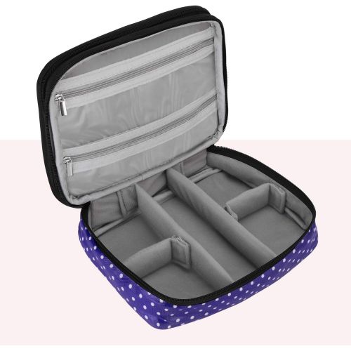  [아마존 핫딜] [아마존핫딜]Teamoy Travel Jewelry Organizer Case, Storage Bag Holder for Necklace, Earrings, Rings, Watch and More, High Capacity and Compact,Purple Dots