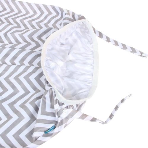  Teamoy (2 Pack) Reusable Pail Liner for Cloth Diaper/Dirty Diapers Wet Bag, Gray Chevron+Slate
