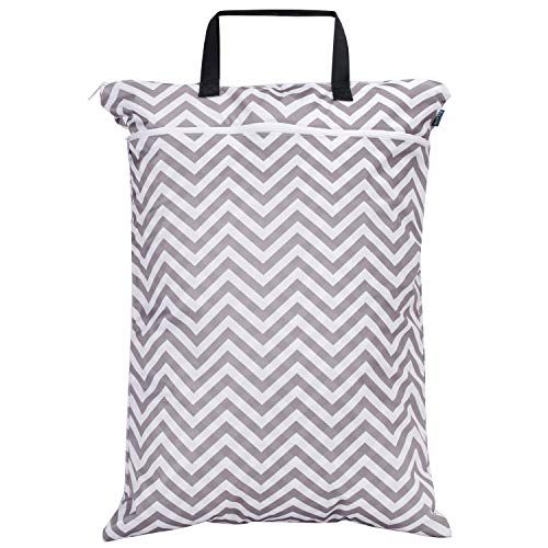  Teamoy Wet Dry Bag, Travel Tote Organizer (24.7 x 18 inches) with Two Compartments for Cloth Diaper, Laundry, Swimsuits and More, Easy to Hang Everywhere