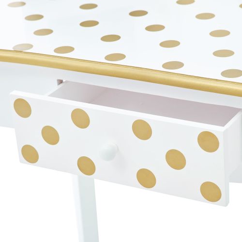  Teamson Kids - Fashion Polka Dot Prints Gisele Toy Vanity Set - White  Gold