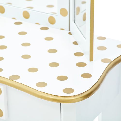  Teamson Kids - Fashion Polka Dot Prints Gisele Toy Vanity Set - White  Gold