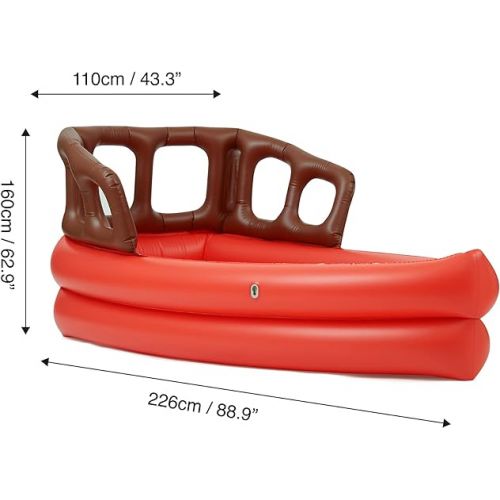  Teamson Kids Water Pool Pirate Ship Inflatable Kids Sprinkler with Air Pump, Beach Balls, & Accessories, Inflatable Outdoor Play Sprinkler System, Red