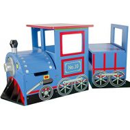 Teamson Design Corp Teamson Kids - Little Kids Blue Train Writing Desk on Wheels and Storage Bench Set