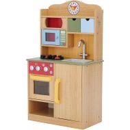 Teamson Kids - Little Chef Wooden Toy Play Kitchen with Accessories - Burlywood