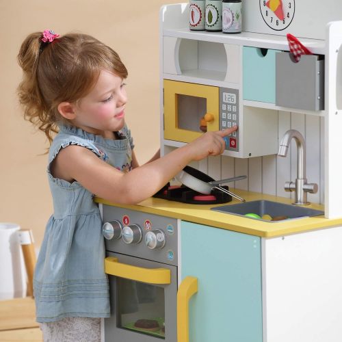  Teamson Kids - Little Chef Wooden Toy Play Kitchen with Accessories - Burlywood