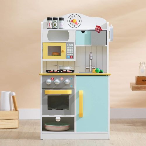  Teamson Kids - Little Chef Wooden Toy Play Kitchen with Accessories - Burlywood