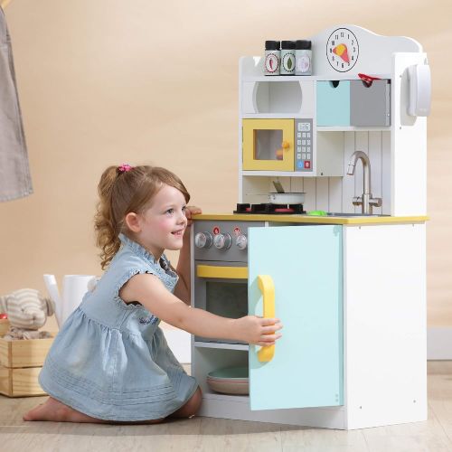  Teamson Kids - Little Chef Wooden Toy Play Kitchen with Accessories - Burlywood