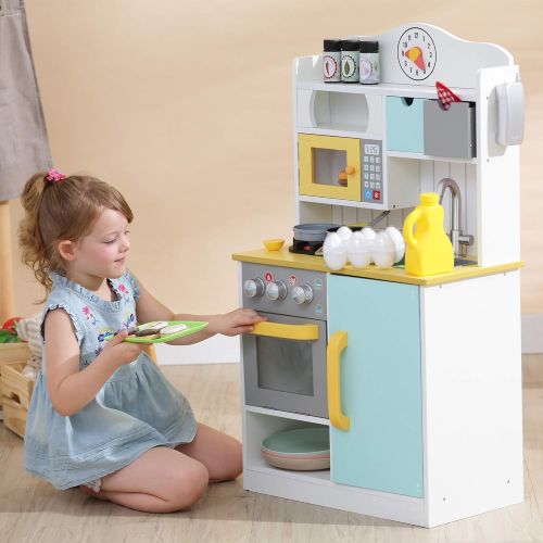  Teamson Kids - Little Chef Wooden Toy Play Kitchen with Accessories - Burlywood