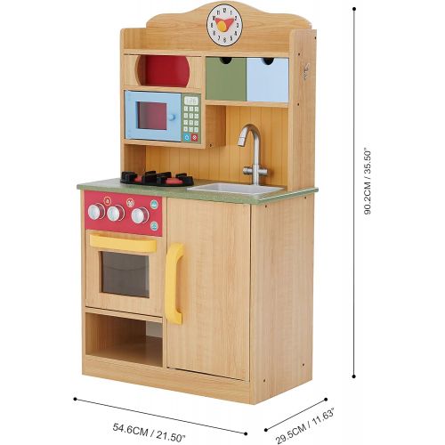  Teamson Kids - Little Chef Wooden Toy Play Kitchen with Accessories - Burlywood