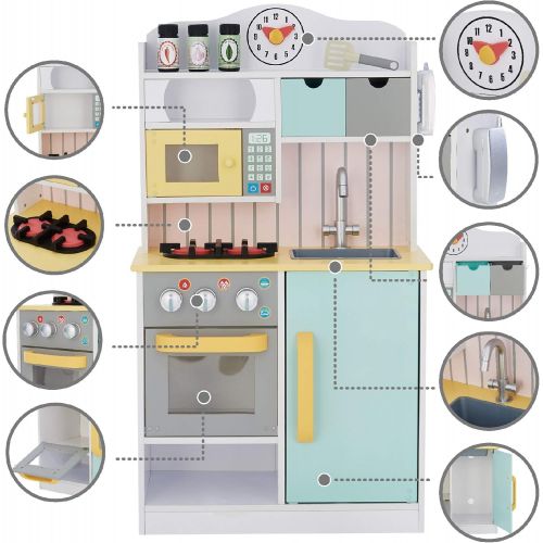  Teamson Kids - Little Chef Wooden Toy Play Kitchen with Accessories - Burlywood