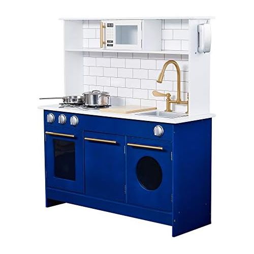  Teamson Kids TD-12681B Little Chef Berlin Modern Play Kitchen, WhiteBlue