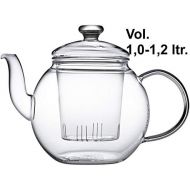 Teaposy Harvest Flourish Hochwertiger Teekrug 1,2 L mit Glasfilter und Glasdeckel, Borosilikatglas, hitzebestandig und spuelmaschinengeeignet