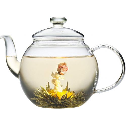  Teaposy Harvest Flourish Hochwertiger Teekrug 1,2 L mit Glasfilter und Glasdeckel, Borosilikatglas, hitzebestandig und spuelmaschinengeeignet