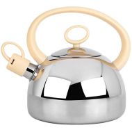 Teapots WHLONG Large Whistling Kettle Stainless Steel 2LCopper Gas Electric Hob Wood Stove For Induction Cooker And Gas Stove