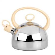 Teapots WHLONG Large modern Whistling Kettle Stainless Steel 2Ltr Copper Gas Electric Hob Wood Stove