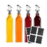 Tebery 4 Pack Oil and Vinegar Cruet Glass Bottles with Dispensers 17oz Oil and Vinegar Dispenser Set