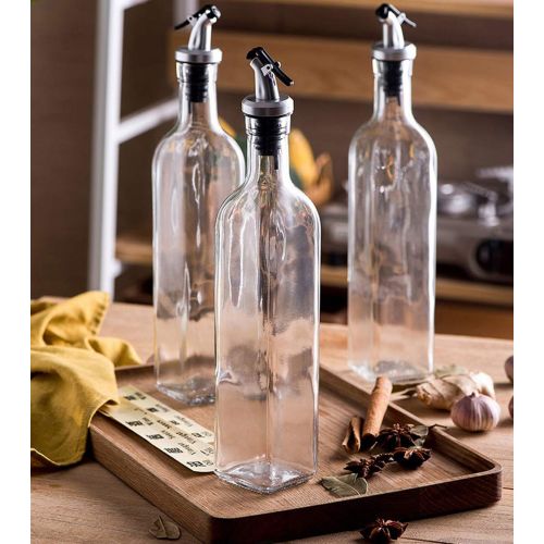  Tebery 4 Pack Oil and Vinegar Cruet Glass Bottles with Dispensers 17oz Oil and Vinegar Dispenser Set