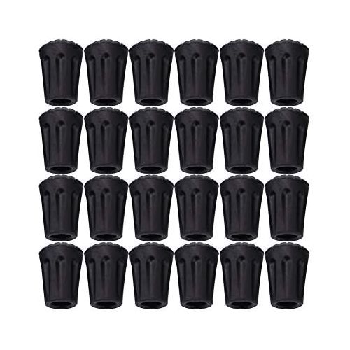  Tebery 24 Pack Rubber Trek Pole Tip Protectors-11mm Hiking Pole Replacement Tips Fits All Standard Hiking, Trekking, Walking Poles