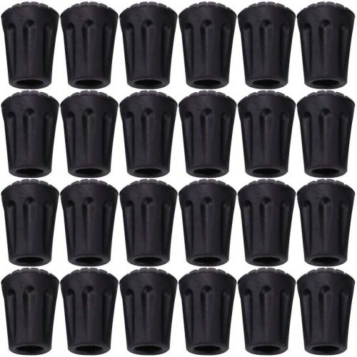  Tebery 24 Pack Rubber Trek Pole Tip Protectors-11mm Hiking Pole Replacement Tips Fits All Standard Hiking, Trekking, Walking Poles