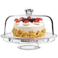 Tebery 6-in-1 Acrylic Cake Stand Cake Plate With 12”Dome Multi-Function Serving Platter, Salad & Punch Bowl