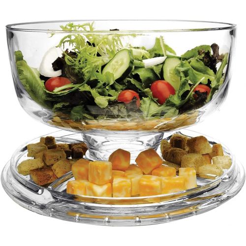  Tebery 6-in-1 Acrylic Cake Stand Cake Plate With 12”Dome Multi-Function Serving Platter, Salad & Punch Bowl