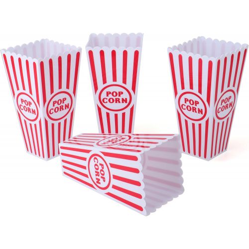  Tebery 20 Pack Plastic Open-Top Popcorn Boxes Reusable Movie Theater Style Popcorn Container Set -7.7 Tall x 4 Square