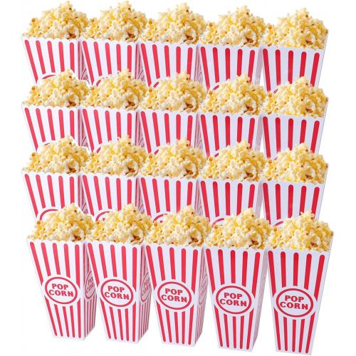  Tebery 20 Pack Plastic Open-Top Popcorn Boxes Reusable Movie Theater Style Popcorn Container Set -7.7 Tall x 4 Square