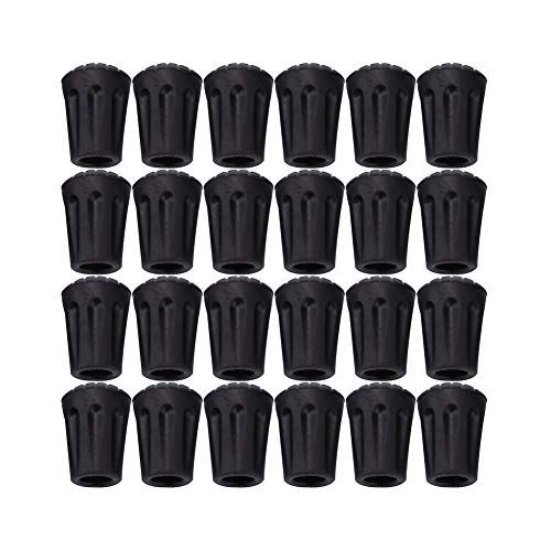  Tebery 24 Pack Rubber Trek Pole Tip Protectors-11mm Hiking Pole Replacement Tips Fits All Standard Hiking, Trekking, Walking Poles