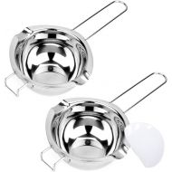 Tebery 2 Pack Stainless Steel Double Boiler Pot Set for Melting Chocolate, Butter, Cheese, Caramel and Candy, 2 Cups Capacity Melting Pot with Heat-resistant Handle Bonus 1 Plastic