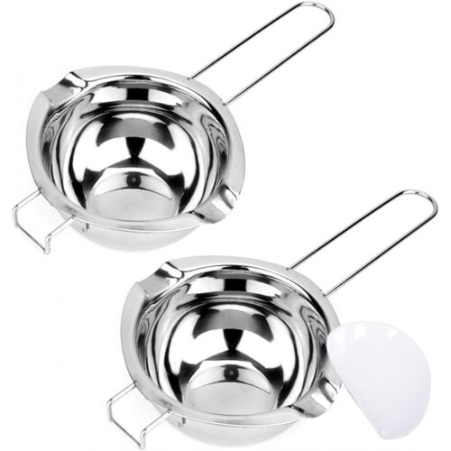  Tebery 2 Pack Stainless Steel Double Boiler Pot Set for Melting Chocolate, Butter, Cheese, Caramel and Candy, 2 Cups Capacity Melting Pot with Heat-resistant Handle Bonus 1 Plastic