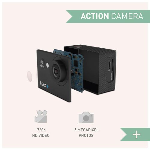  Tec+ 720P HD Display Actionkamera Action Sport Camera Inkl. Diversen Halterungen und Wasserdichtem Gehause