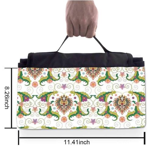  TecBillion Floral Stylish Picnic Blanket,Colorful Flowers with Half a Set of Petals Rainbow Themed Design Vintage Inspiration Decorative Mat for Picnics Beaches Camping,50 L x 78 W