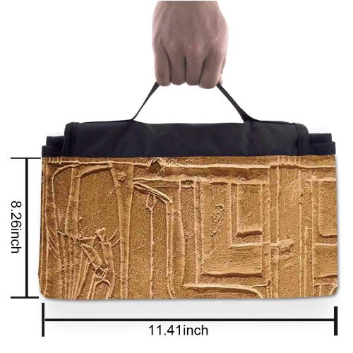  TecBillion Egyptian Stylish Picnic Blanket,Historical Ancient Symbols Set with Nefertiti Profile Antique Artwork Mat for Picnics Beaches Camping,58 L x 72 W