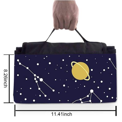  TecBillion Constellation Outdoor Picnic Blanket,Zodiac Sign Set Symbols and Names Group of Stars Cluster Esoteric Mat for Picnics Beaches Camping,50 L x 78 W