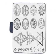 TecBillion Occult Decor Stylish Picnic Blanket,Spiritual Set with Circular Pentagram Icons Hidden Knowledge of Cosmos Print Mat for Picnics Beaches Camping,50 L x 78 W