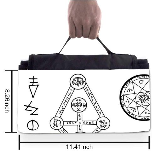  TecBillion Occult Decor Stylish Picnic Blanket,Spiritual Set with Circular Pentagram Icons Hidden Knowledge of Cosmos Print Mat for Picnics Beaches Camping,50 L x 78 W