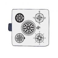 TecBillion Compass Outdoor Picnic Blanket,A Set of Highly Detailed Five Windroses Angles Directions Navigation in The Sea Decorative Mat for Picnics Beaches Camping,58 L x 59 W