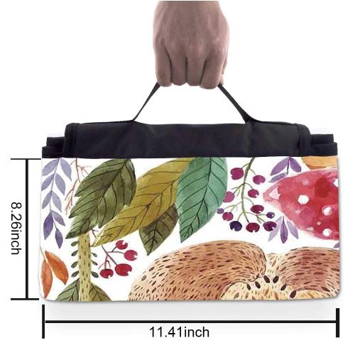  TecBillion Watercolor Flower Outdoor Picnic Blanket,Set of Different Kind of Flowers and Herbs Weeds Plants Petite Earth Element Print Mat for Picnics Beaches Camping,50 L x 78 W